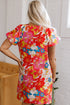 Charming Floral All Over Print Bubble Short Sleeve Summer Day Dress